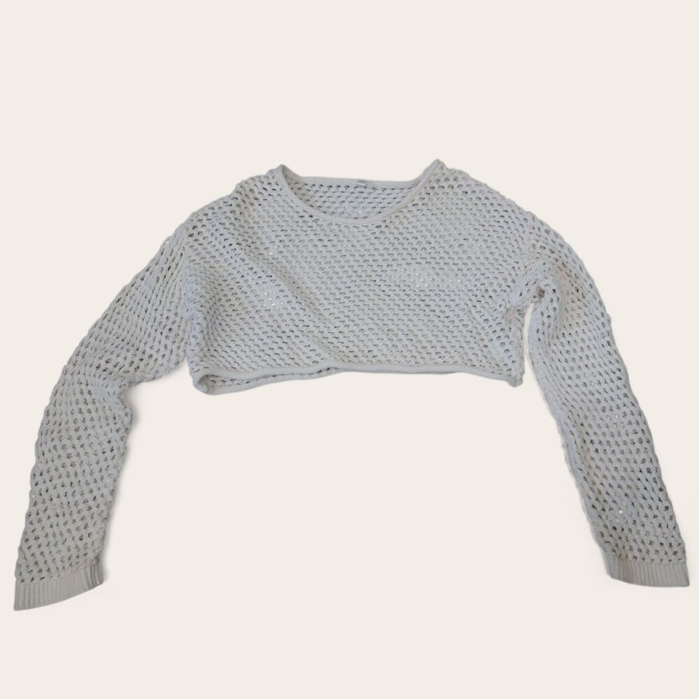 Garage Crochet Crop Top Cover Up Small Open Knit Sweater - Picture 5 of 7